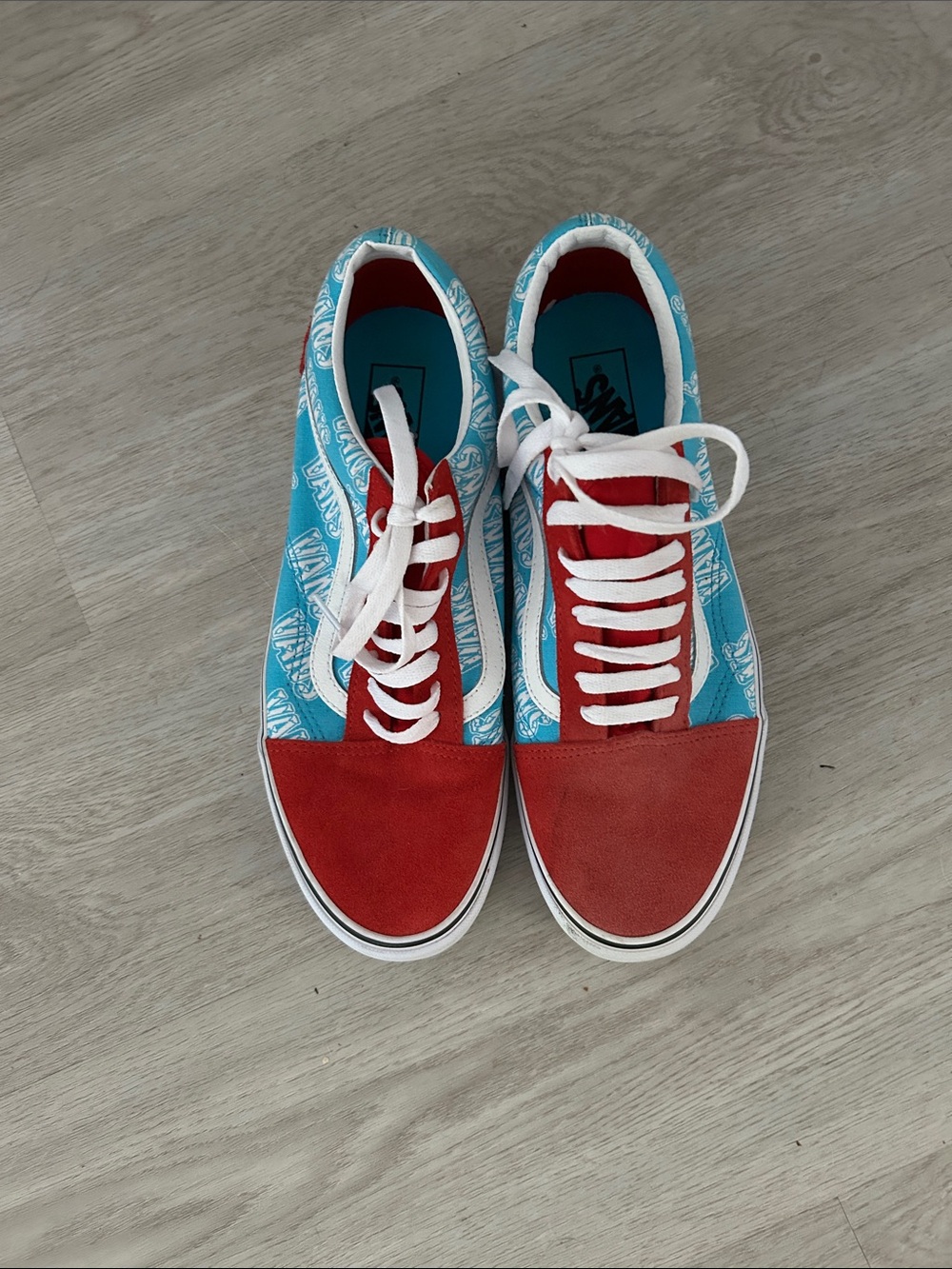Men’s Vans Low-Top Sneakers in Red, Blue & White